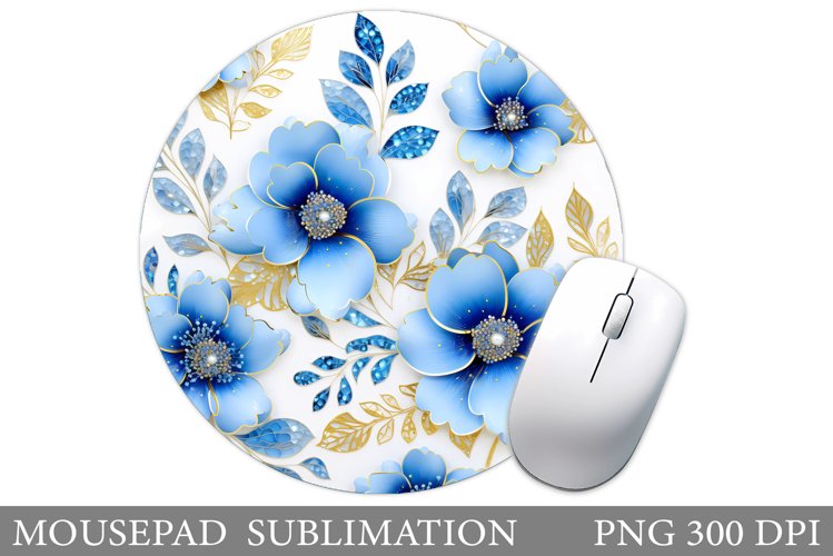 Flowers Mouse Pad Design. Flowers Round Mouse Pad Template example image 1