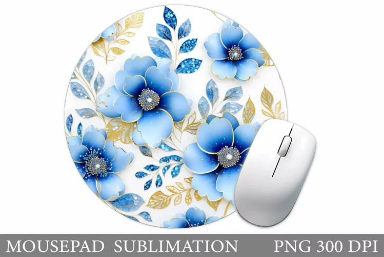 Flowers Mouse Pad Design. Flowers Round Mouse Pad Template