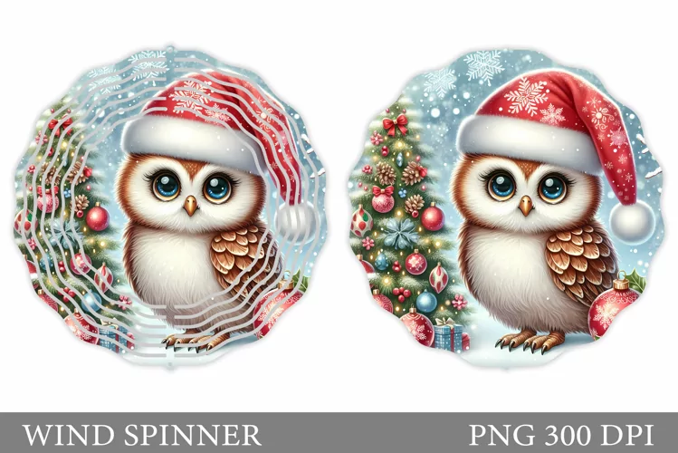 Cute Owl Wind Spinner. Christmas Wind Spinner Sublimation