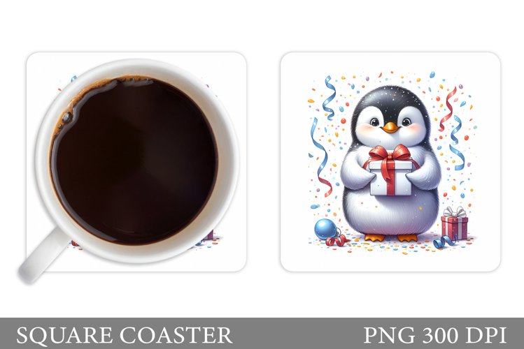 Cute Penguin Coaster Design. Cute Penguin Sublimation example image 1