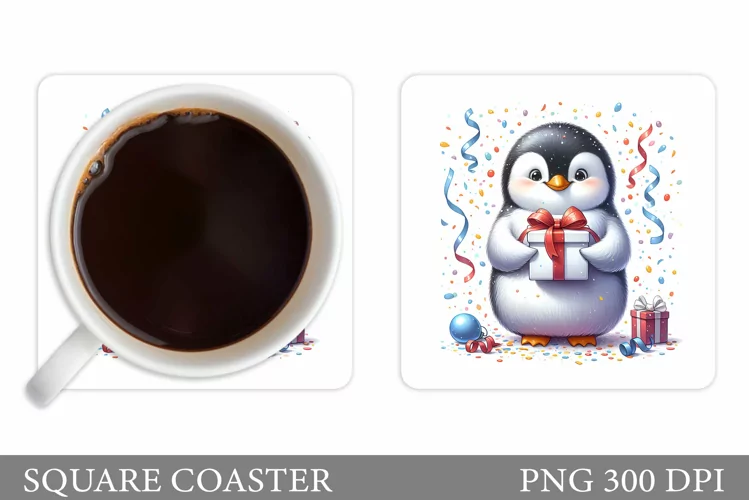 Cute Penguin Coaster Design. Cute Penguin Sublimation