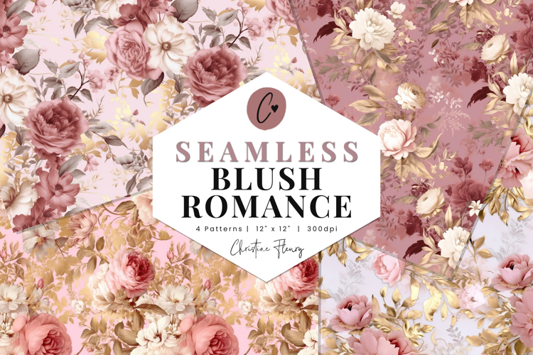 4 Seamless Blush Romance Digital Paper