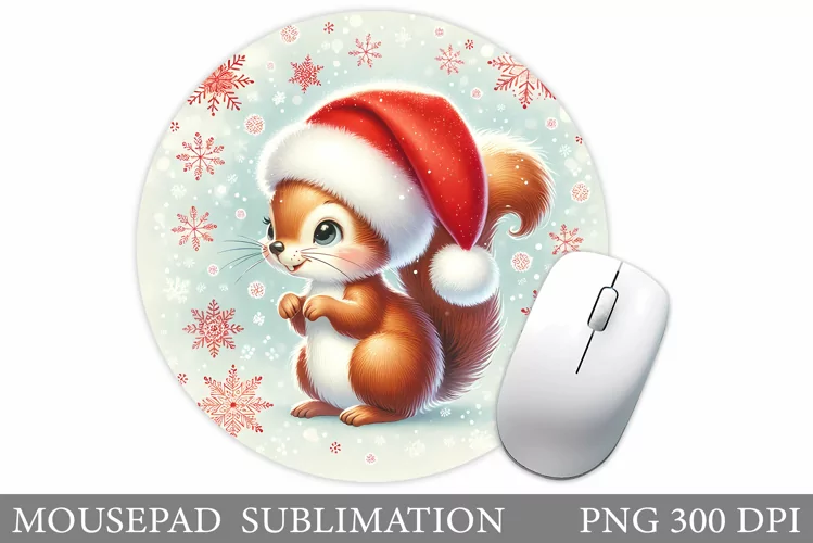 Christmas Squirrel Mouse Pad. Christmas Mouse Pad Design