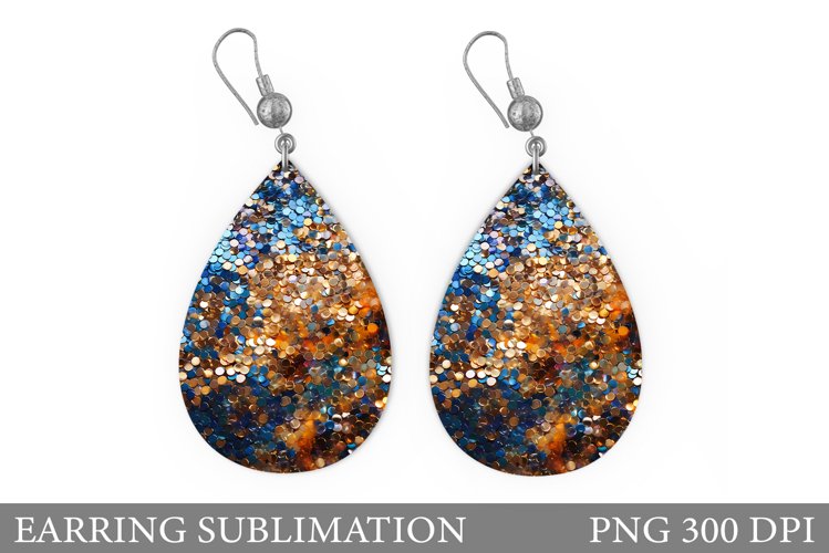 Glitter Earring Sublimation. Sequins Teardrop Earring Design