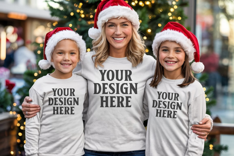 Christmas Family Matching T-Shirt Mockups | Holiday Group