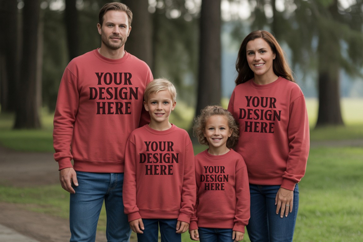 Christmas Family Matching T-Shirt Mockups | Holiday Group