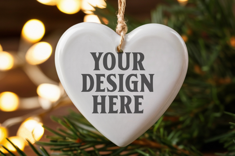 Holiday Love Heart Ornament Mockups | Romantic Christmas Tre