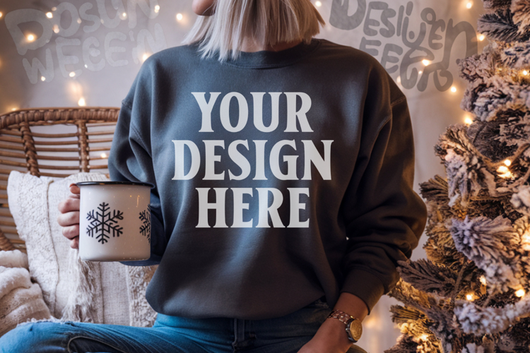 Comfort Colors 1566 Pepper Sweatshirt Mockup | Real Mod