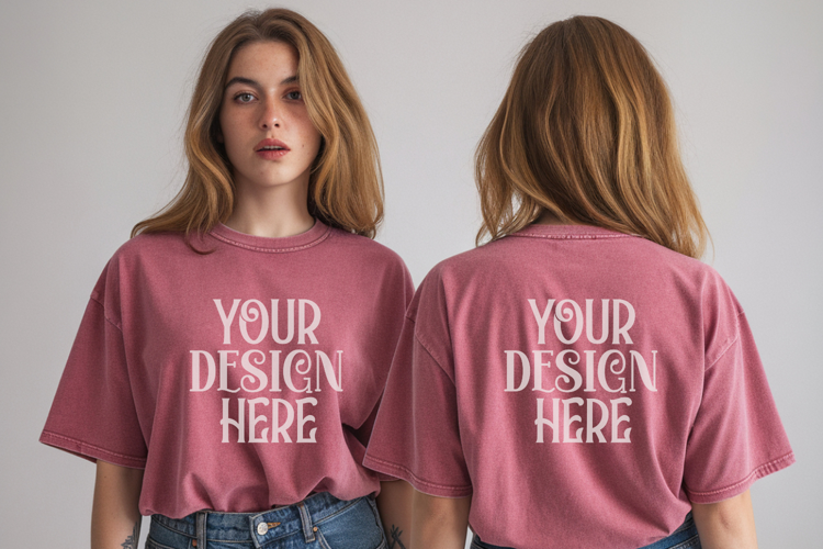 Comfort Colors 1717 Berry Front & back T shirt mockups