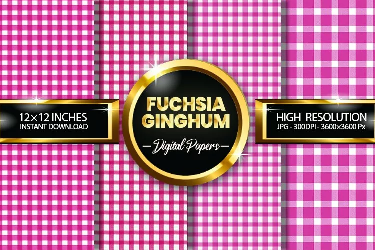 Fuchsia Gingham Digital Papers - 04 Variations