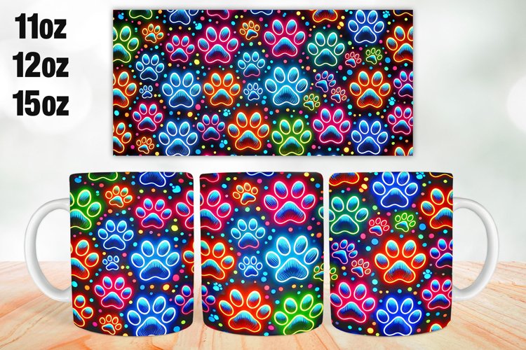 Paws Mug Wrap Sublimation 11oz, 12oz, 15oz