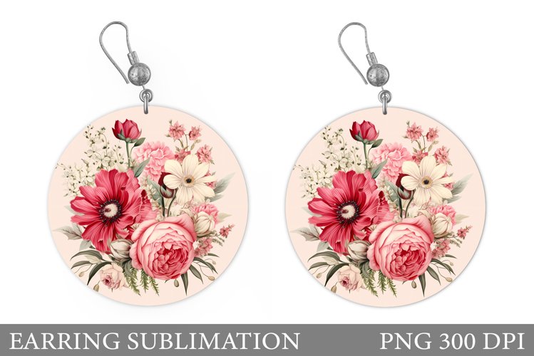 Flowers Earring Design. Flowers Round Earring Template example image 1