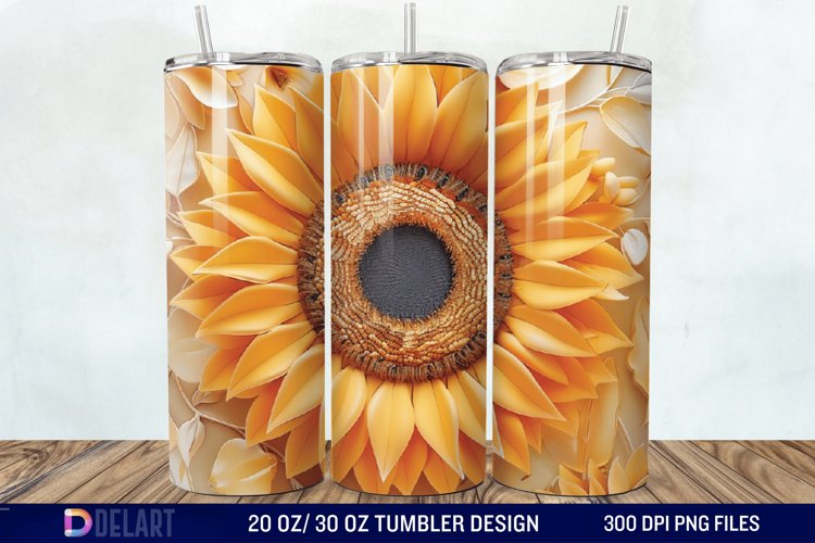3d Sunflower floral Tumbler Wrap example image 1