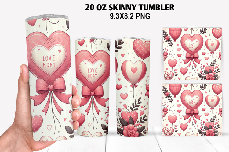 Valentine Skinny Tumbler 20oz Wrap Design, Valentine Tumbler