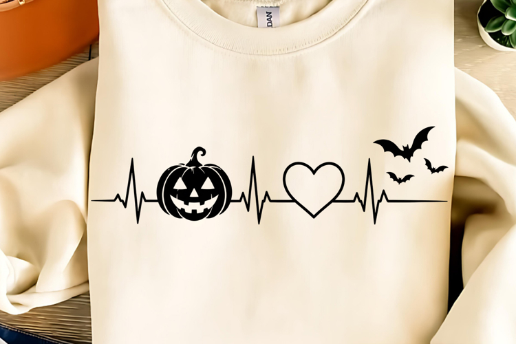Halloween Heartbeat PNG, Pumpkin Heartbeat PNG, Spooky PNG