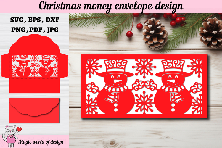 Christmas snowman Money Envelope svg, Papercut Gift Card