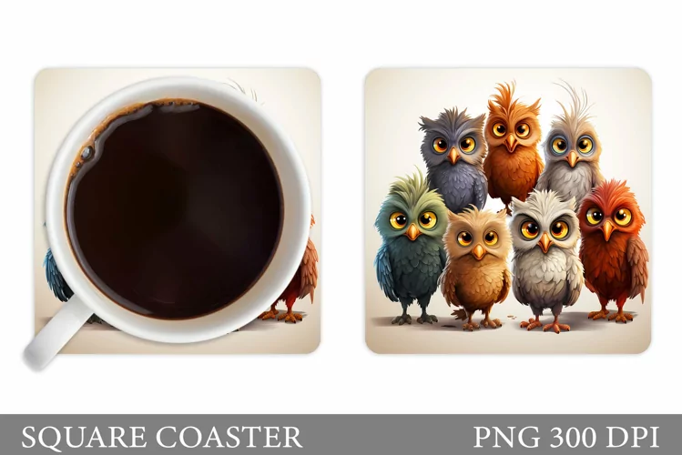 Funny Birds Coaster Design. Cute Birds Coaster Sublimation
