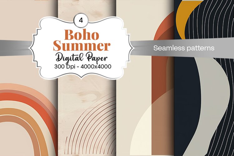 Summer Boho digital paper Seamless backgrounds