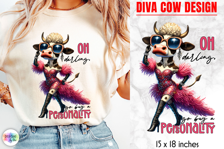Funny Glamorous Cow Sublimation, Sassy Quotes PNG