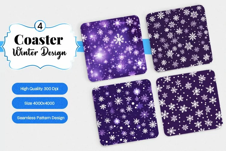 Square Coaster winter snow Sublimation