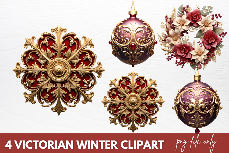 Victorian Winter Clipart Sublimation PNG, Victorian Clipart