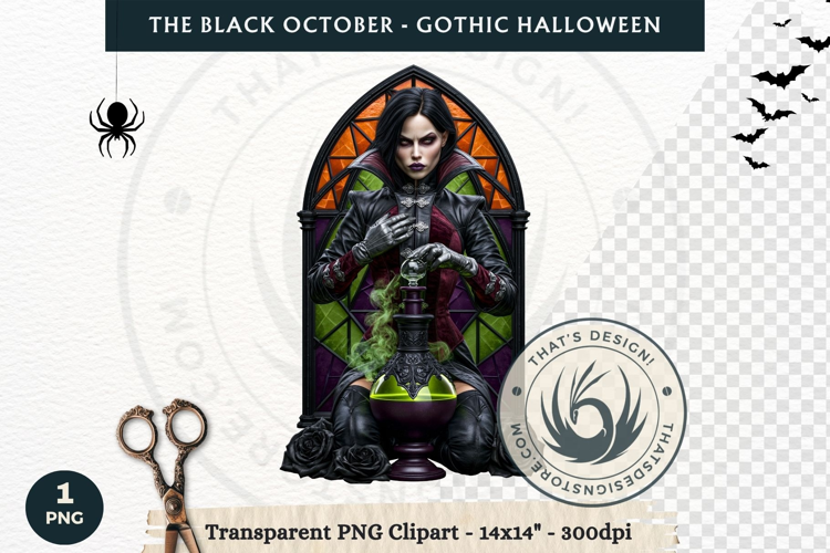 The Black October Gothic Halloween Clipart, Horror character