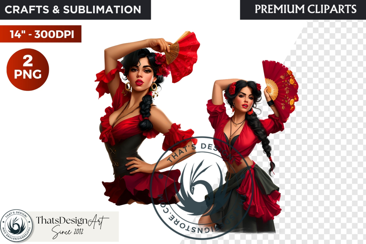 Spanish Flamenco dancer woman Clipart, Sevillana