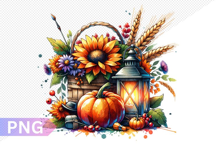 Autumn Harvest Pumpkin Sublimation - Pumpkin Clipart Design