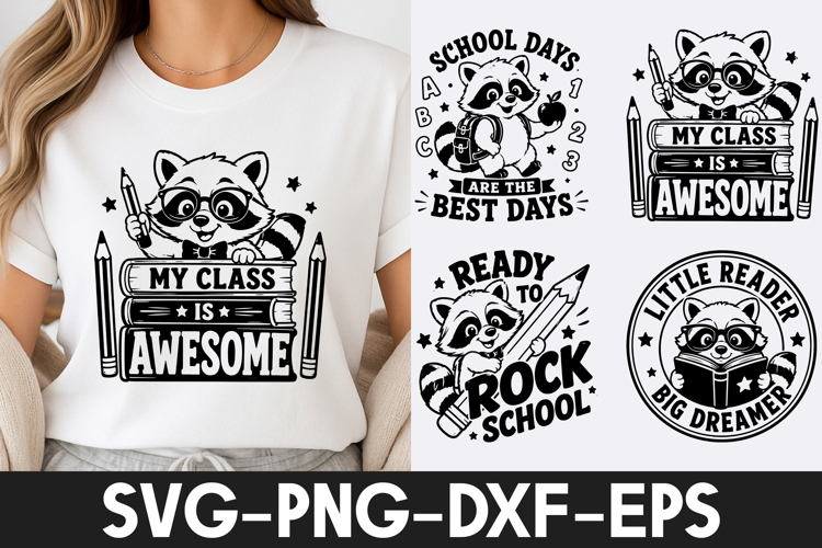 Cute Raccoon Teacher Back to School SVG PNG