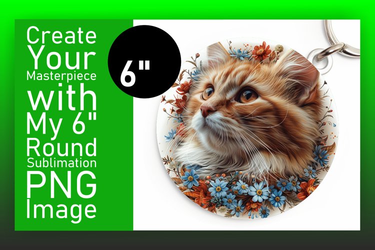 Kitty Humor Sublimation Circle Design Keychain