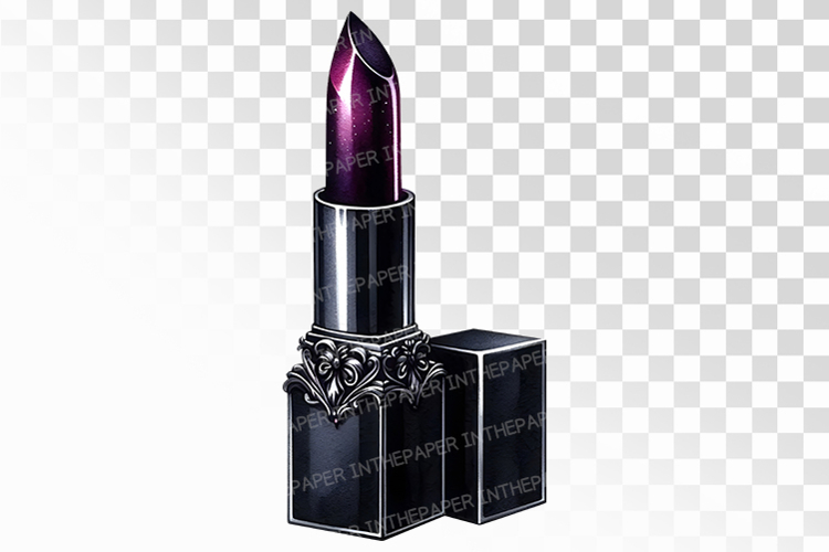 Gothic Lipstick Spiderweb Black Halloween PNG