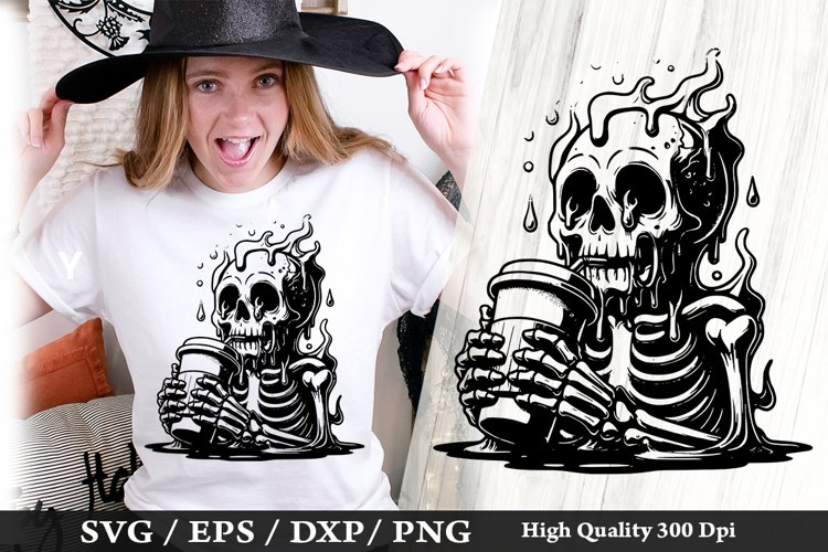Melting Skeleton SVG Design - Skeleton T shirt Design example image 1
