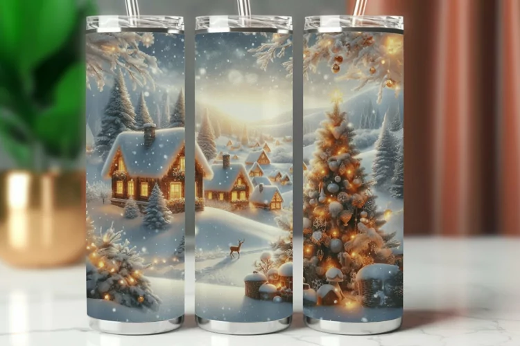 Tumbler Wrap 20 oz - christmas village