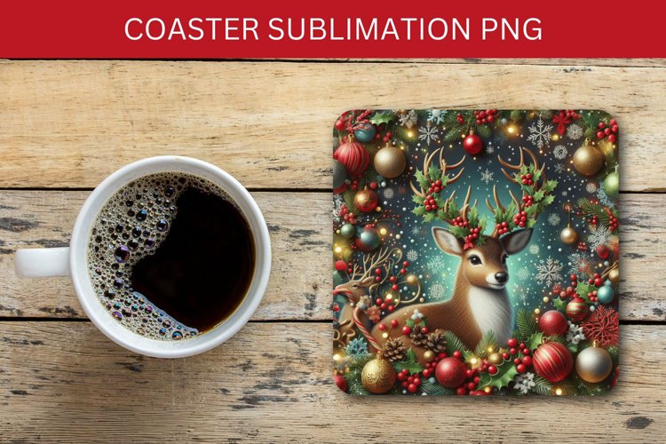 square coaster - christmas reindeers