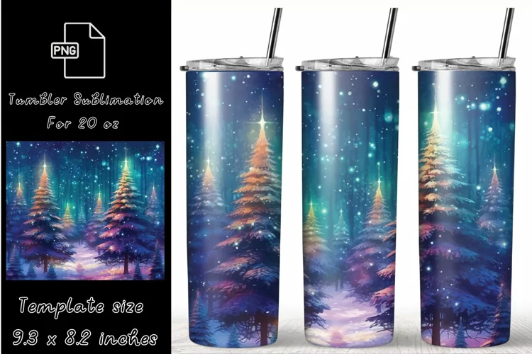 Christmas Forest 20oz Skinny Tumbler Wrap Sublimation