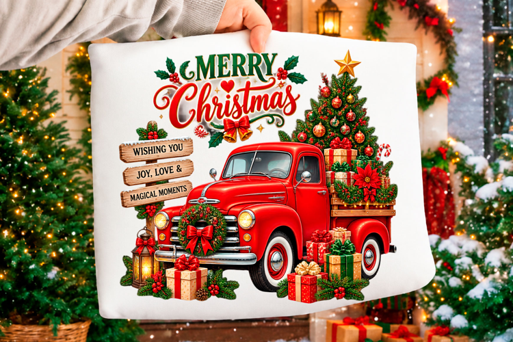 Vintage Christmas Truck Holiday T-Shirt Design