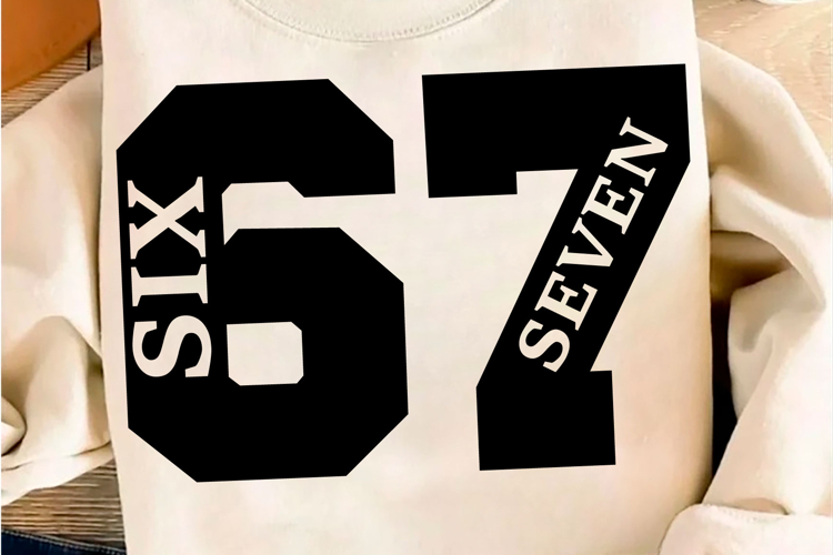 67 PNG, Six Seven Number Clipart SVG,
