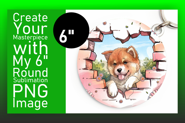 Artistic Round Design Car Coaster , Cute Dog