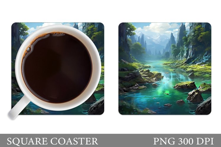 3D Mountains Coaster. 3D River Coaster Design Sublimation