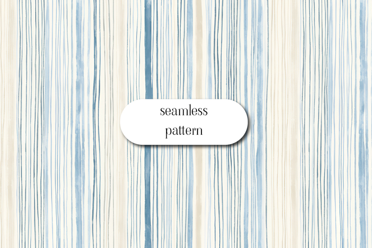 Soft Blue Vertical Striped Pattern with Hand Painted Lines