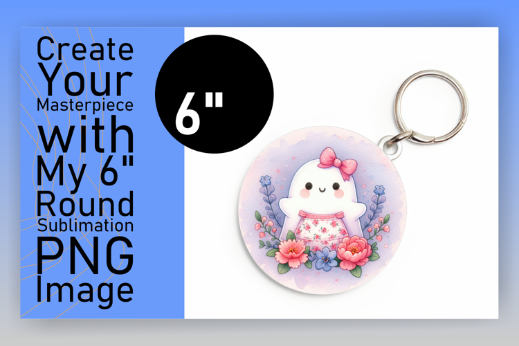 Elegant Keychain Circle PNG Artwork , Cute Ghost