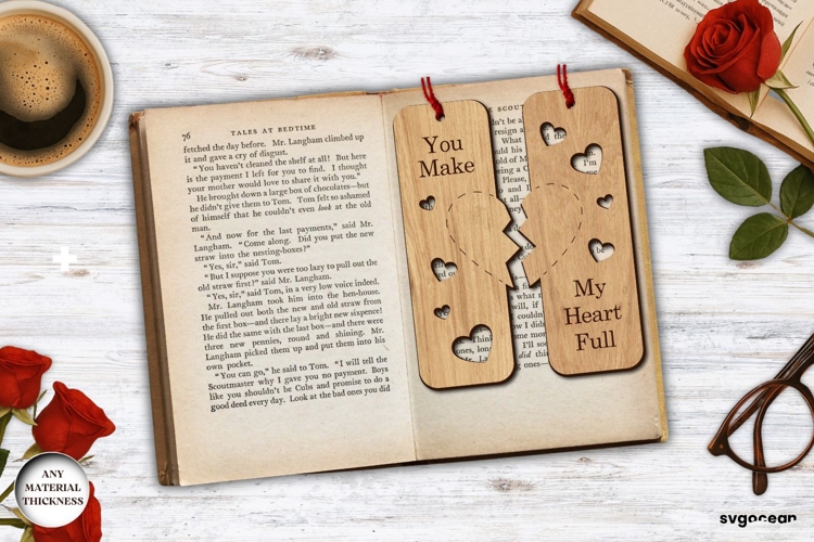 Valentines Day Couple Bookmarks Laser Cut | Glowforge | SVG