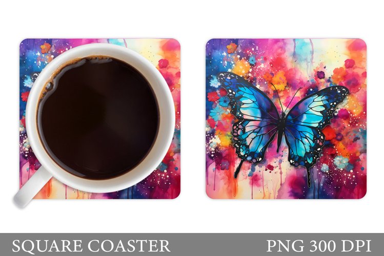 Butterfly Coaster Design. Butterfly Sublimation example image 1