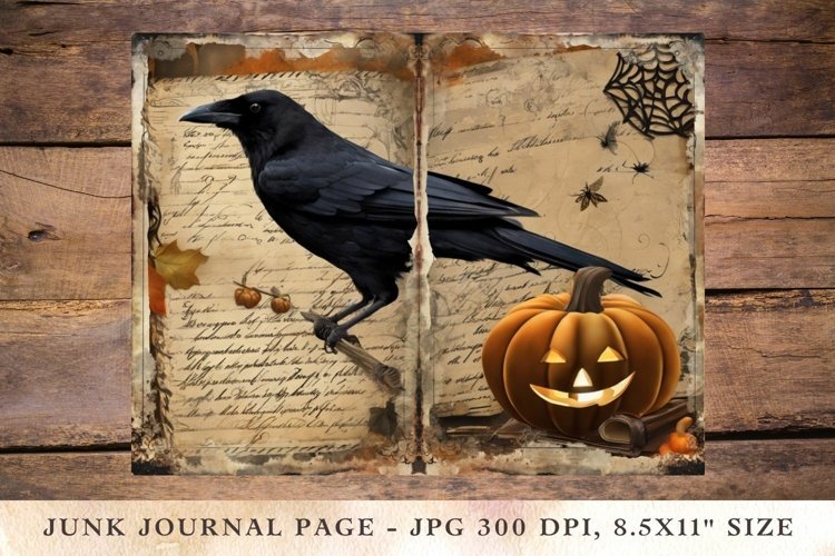 Printable Junk Journal Pages halloween crow 39 example image 1