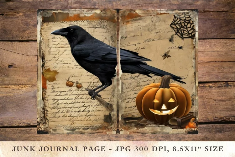Printable Junk Journal Pages halloween crow 39