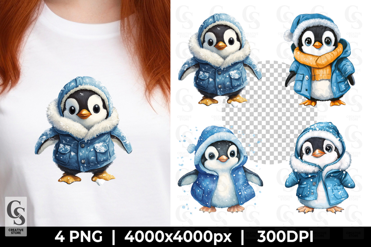 Winter Penguin Clipart PNG