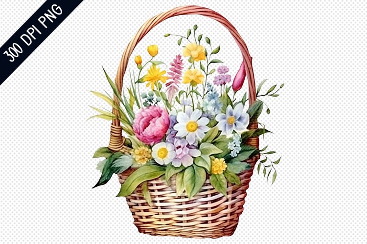 Flowers Basket Sublimation - Flowers Sublimation Design