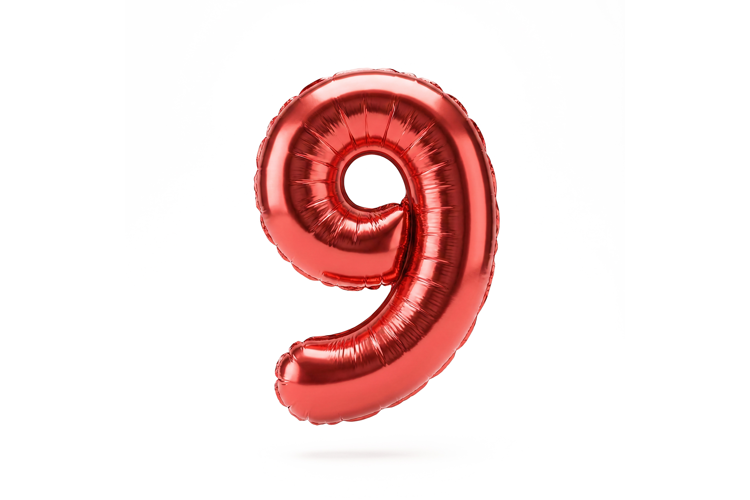 Red Metallic Number 9 Foil Balloon Party Decoration