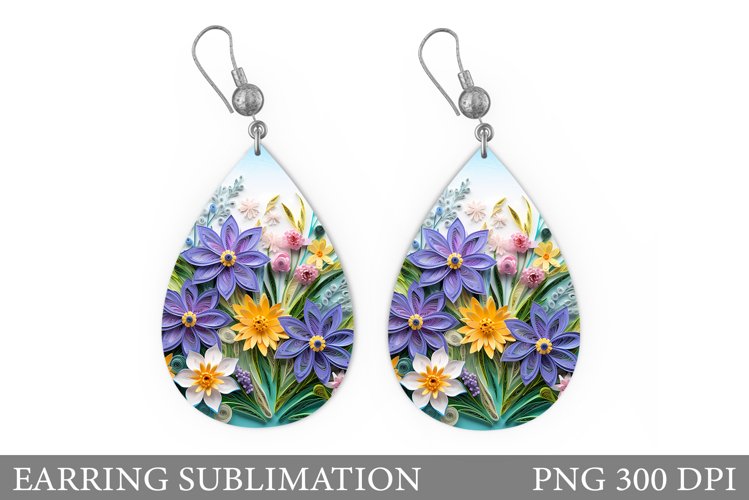 Flowers Earring Design. 3D Flowers Earring Sublimation