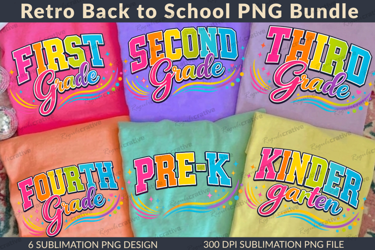 Retro Back to School Grade Bundle, Back to School PNG